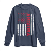 Arizona Pride Long Sleeve Shirt Vintage American Flag Distressed Varsity Aesthetic Letters AZ State