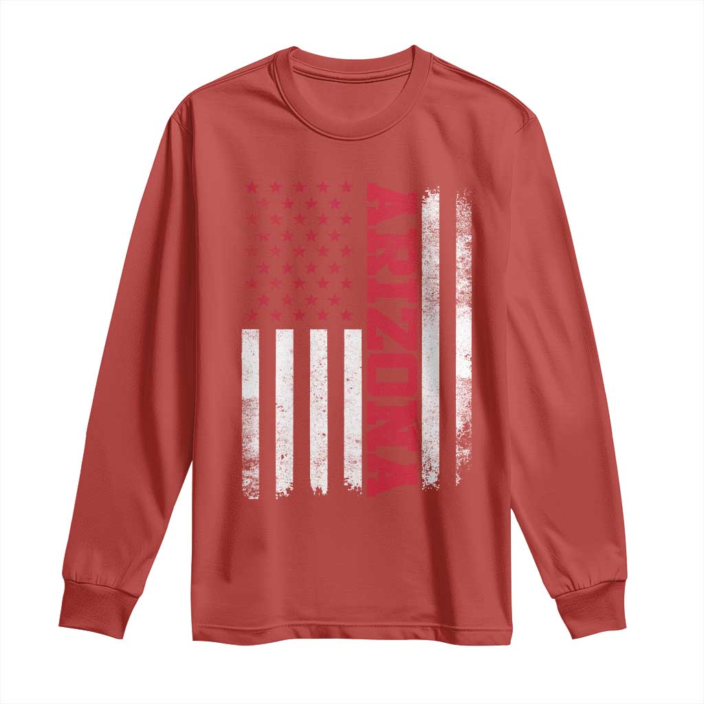 Arizona Pride Long Sleeve Shirt Vintage American Flag Distressed Varsity Aesthetic Letters AZ State