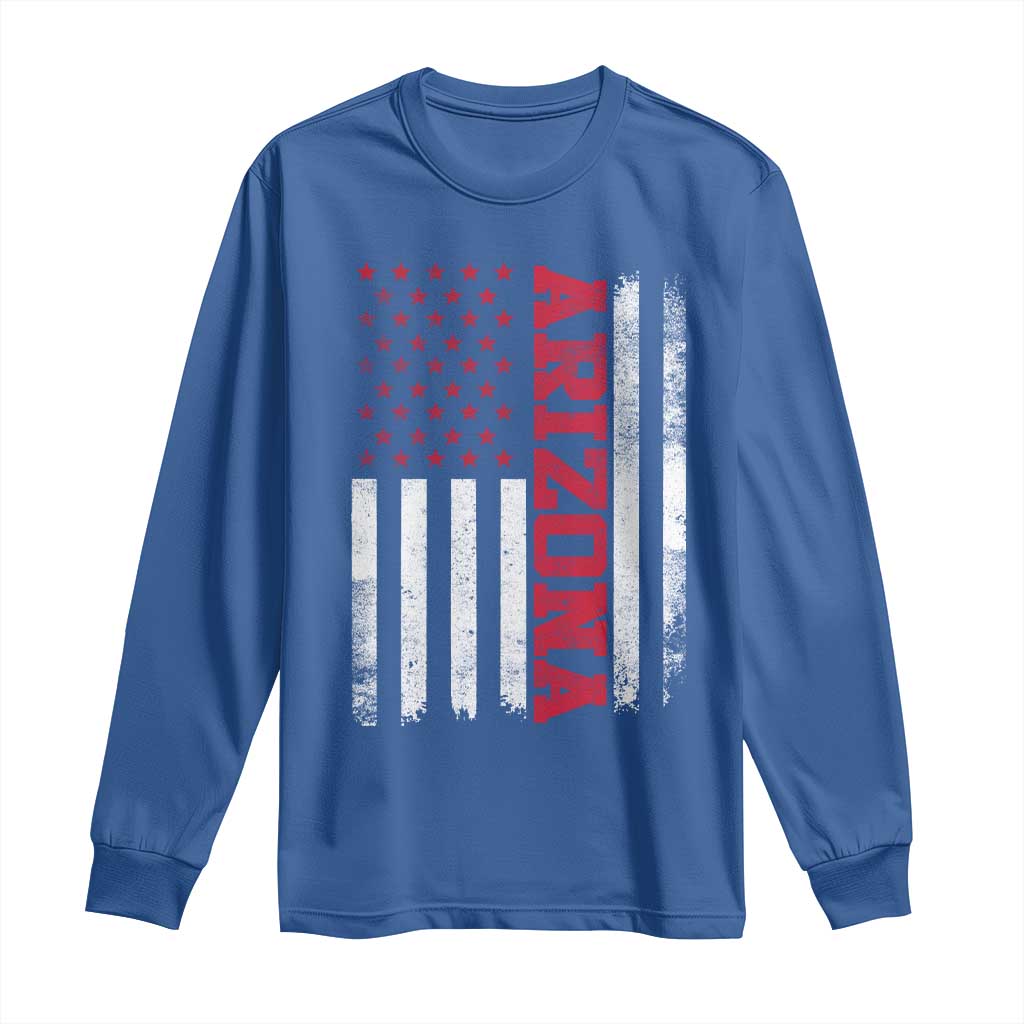 Arizona Pride Long Sleeve Shirt Vintage American Flag Distressed Varsity Aesthetic Letters AZ State