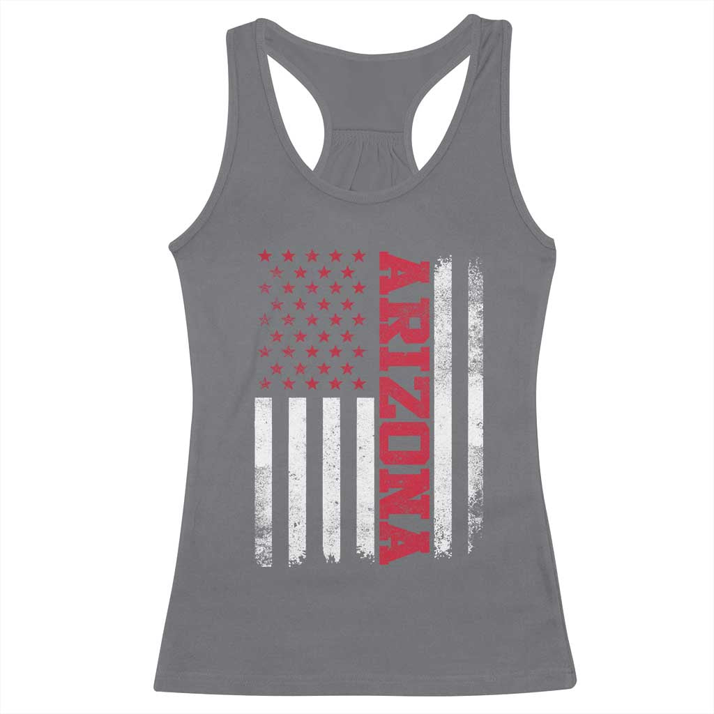 Arizona Pride Racerback Tank Top Vintage American Flag Distressed Varsity Aesthetic Letters AZ State