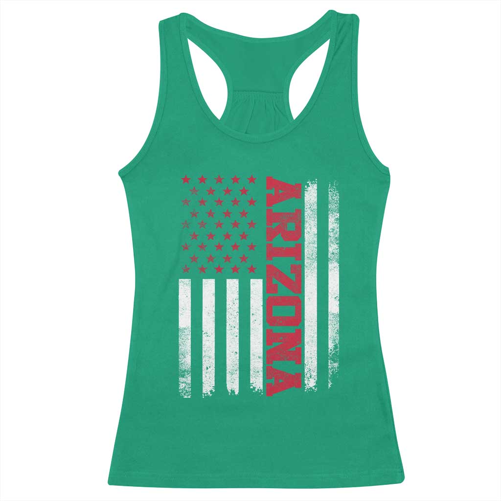 Arizona Pride Racerback Tank Top Vintage American Flag Distressed Varsity Aesthetic Letters AZ State