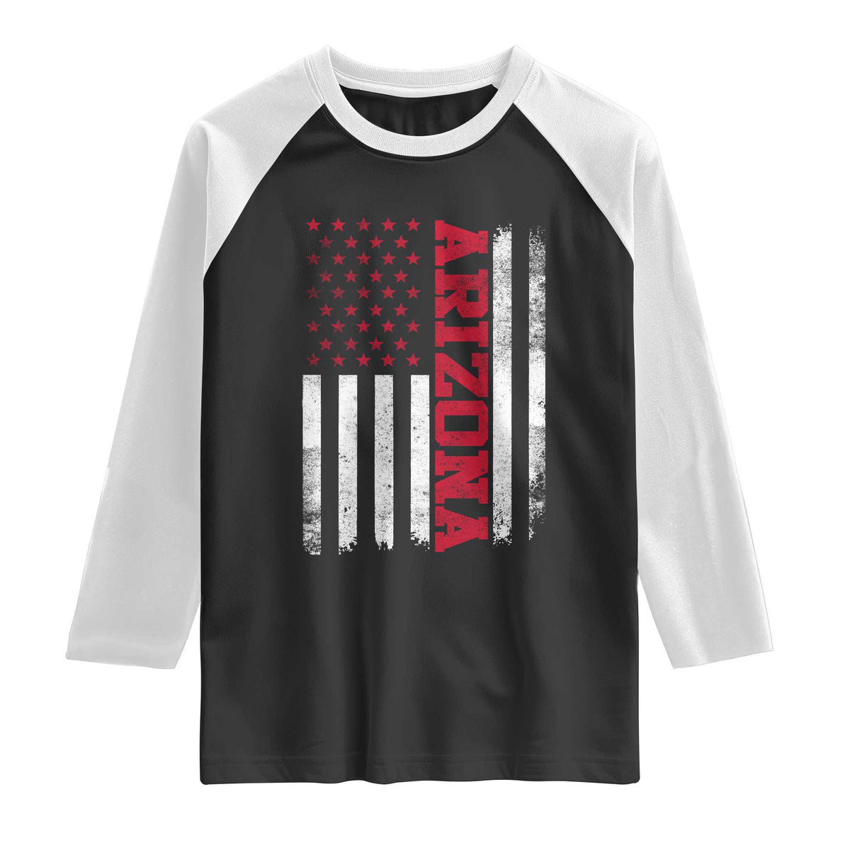 Arizona Pride Raglan Shirt Vintage American Flag Distressed Varsity Aesthetic Letters AZ State