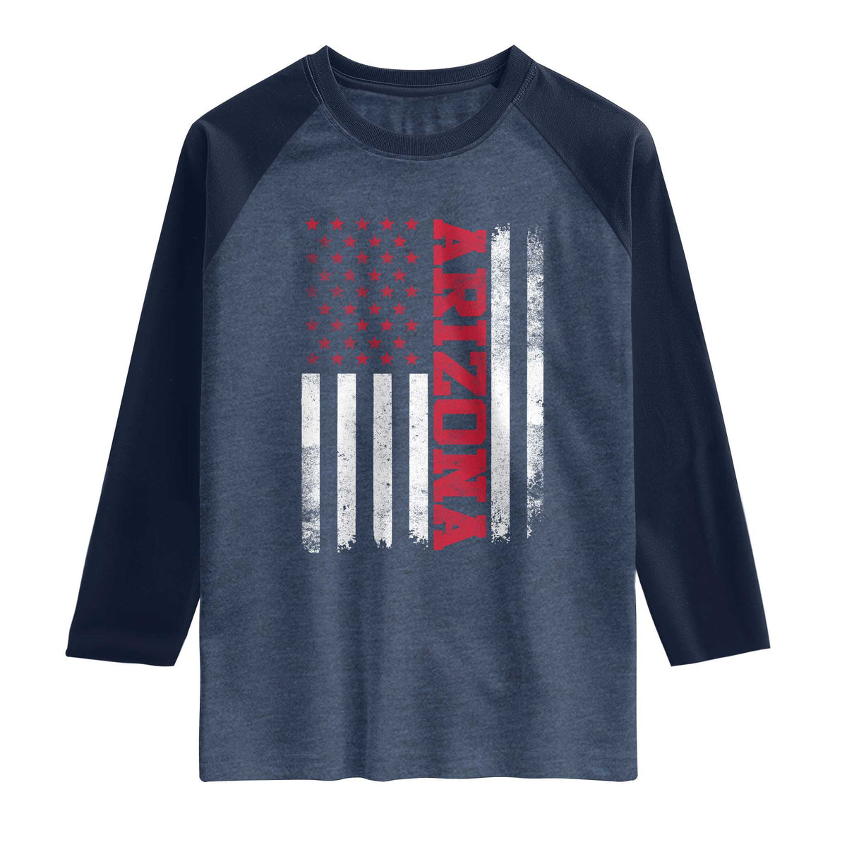 Arizona Pride Raglan Shirt Vintage American Flag Distressed Varsity Aesthetic Letters AZ State