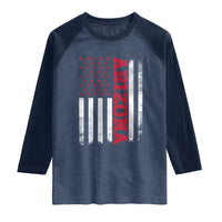 Arizona Pride Raglan Shirt Vintage American Flag Distressed Varsity Aesthetic Letters AZ State