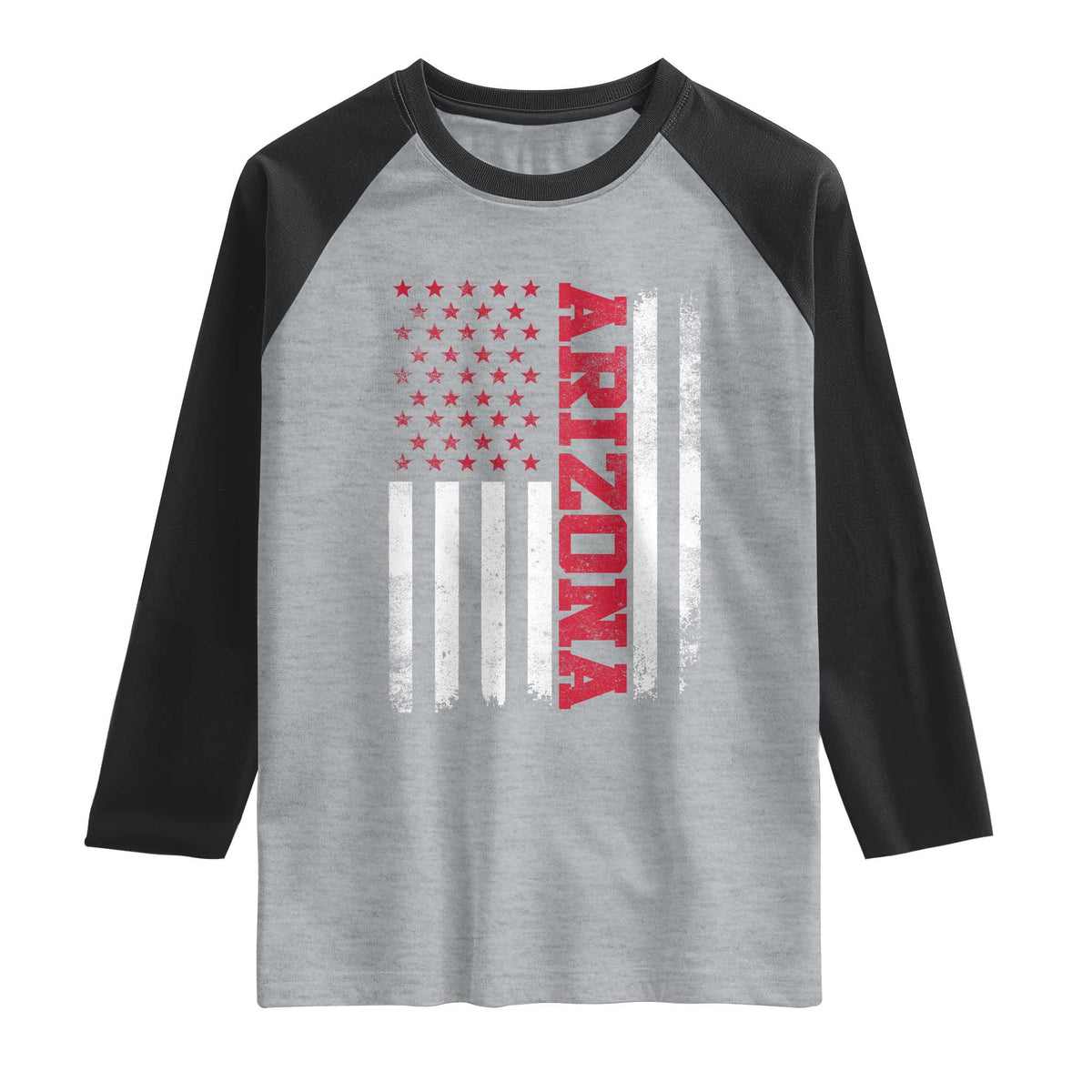 Arizona Pride Raglan Shirt Vintage American Flag Distressed Varsity Aesthetic Letters AZ State
