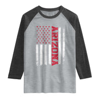 Arizona Pride Raglan Shirt Vintage American Flag Distressed Varsity Aesthetic Letters AZ State