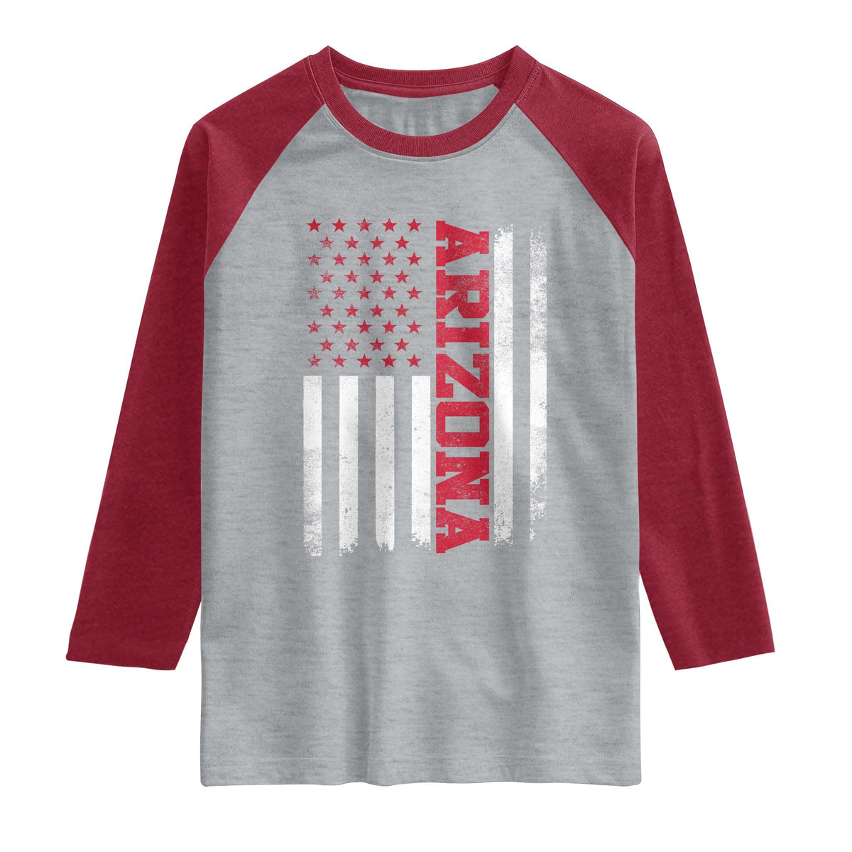 Arizona Pride Raglan Shirt Vintage American Flag Distressed Varsity Aesthetic Letters AZ State