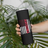 Arizona Pride Skinny Tumbler Vintage American Flag Distressed Varsity Aesthetic Letters AZ State