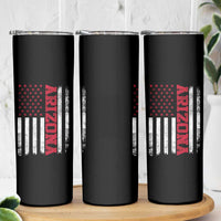 Arizona Pride Skinny Tumbler Vintage American Flag Distressed Varsity Aesthetic Letters AZ State