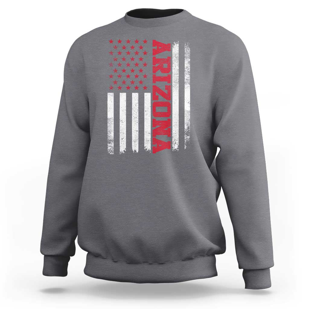 Arizona Pride Sweatshirt Vintage American Flag Distressed Varsity Aesthetic Letters AZ State