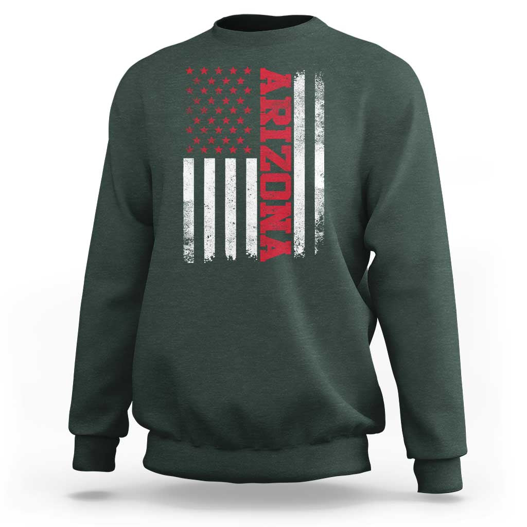 Arizona Pride Sweatshirt Vintage American Flag Distressed Varsity Aesthetic Letters AZ State