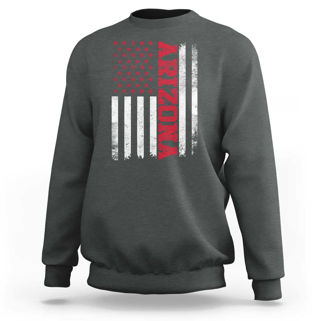 Arizona Pride Sweatshirt Vintage American Flag Distressed Varsity Aesthetic Letters AZ State