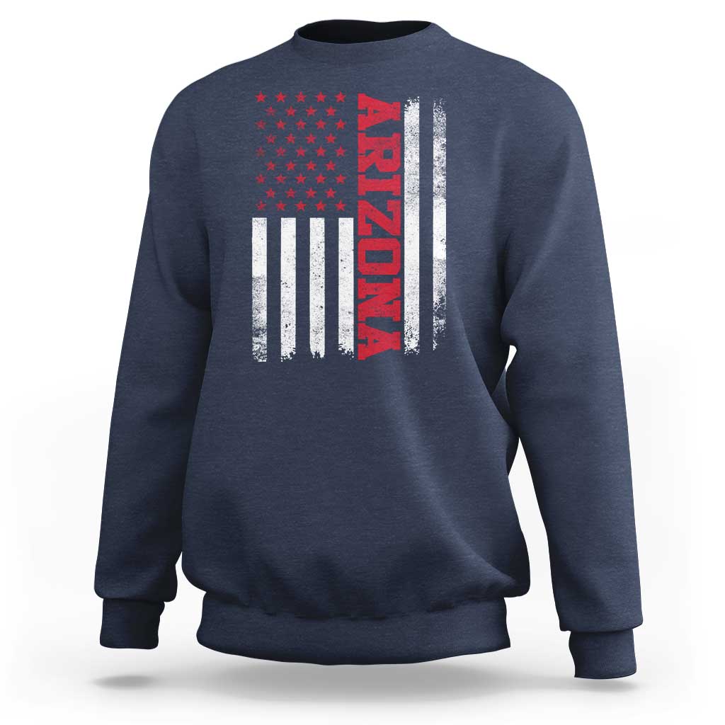 Arizona Pride Sweatshirt Vintage American Flag Distressed Varsity Aesthetic Letters AZ State