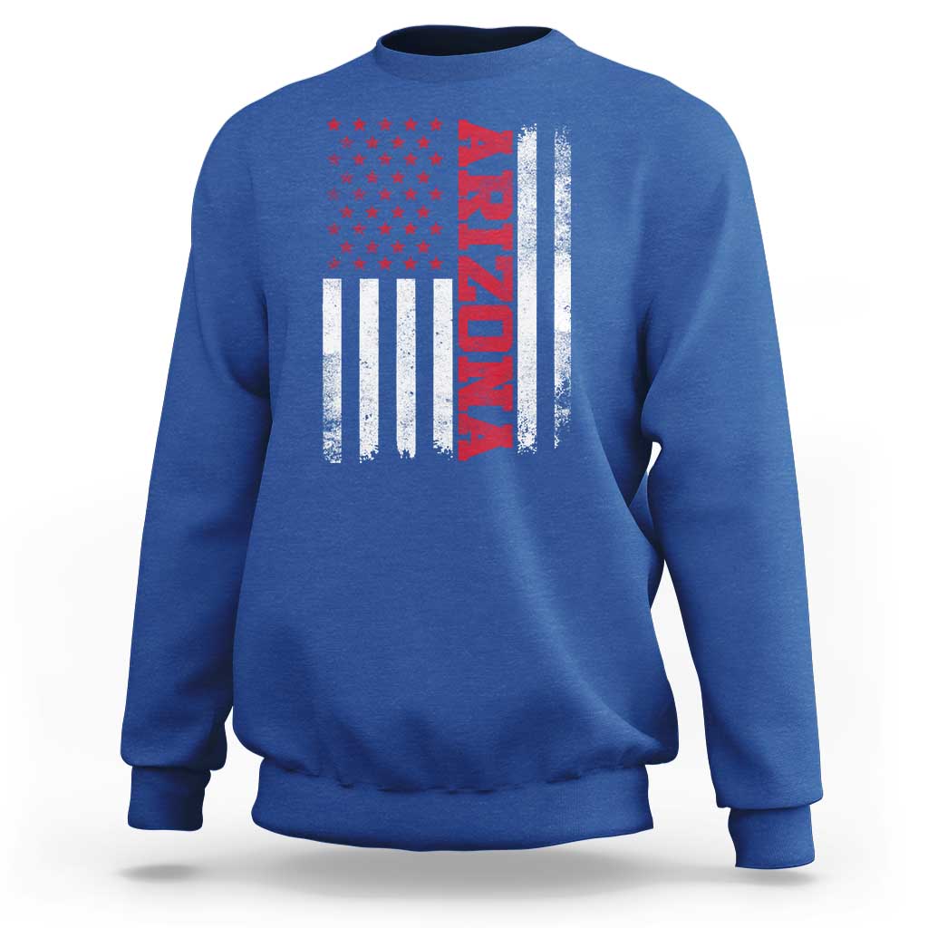 Arizona Pride Sweatshirt Vintage American Flag Distressed Varsity Aesthetic Letters AZ State