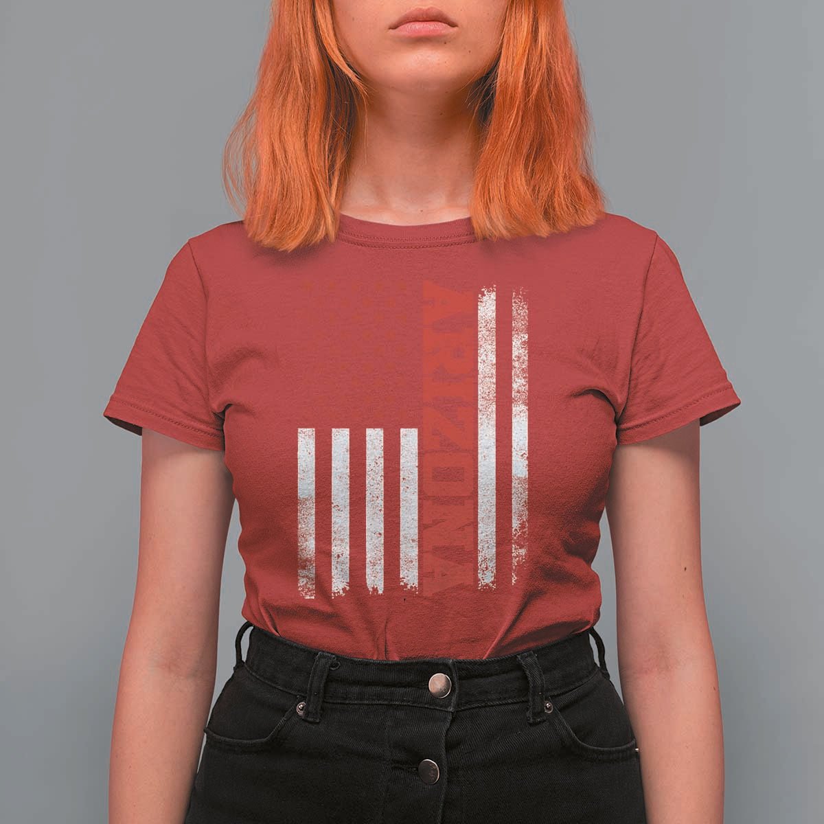 Arizona Pride T Shirt For Women Vintage American Flag Distressed Varsity Aesthetic Letters AZ State