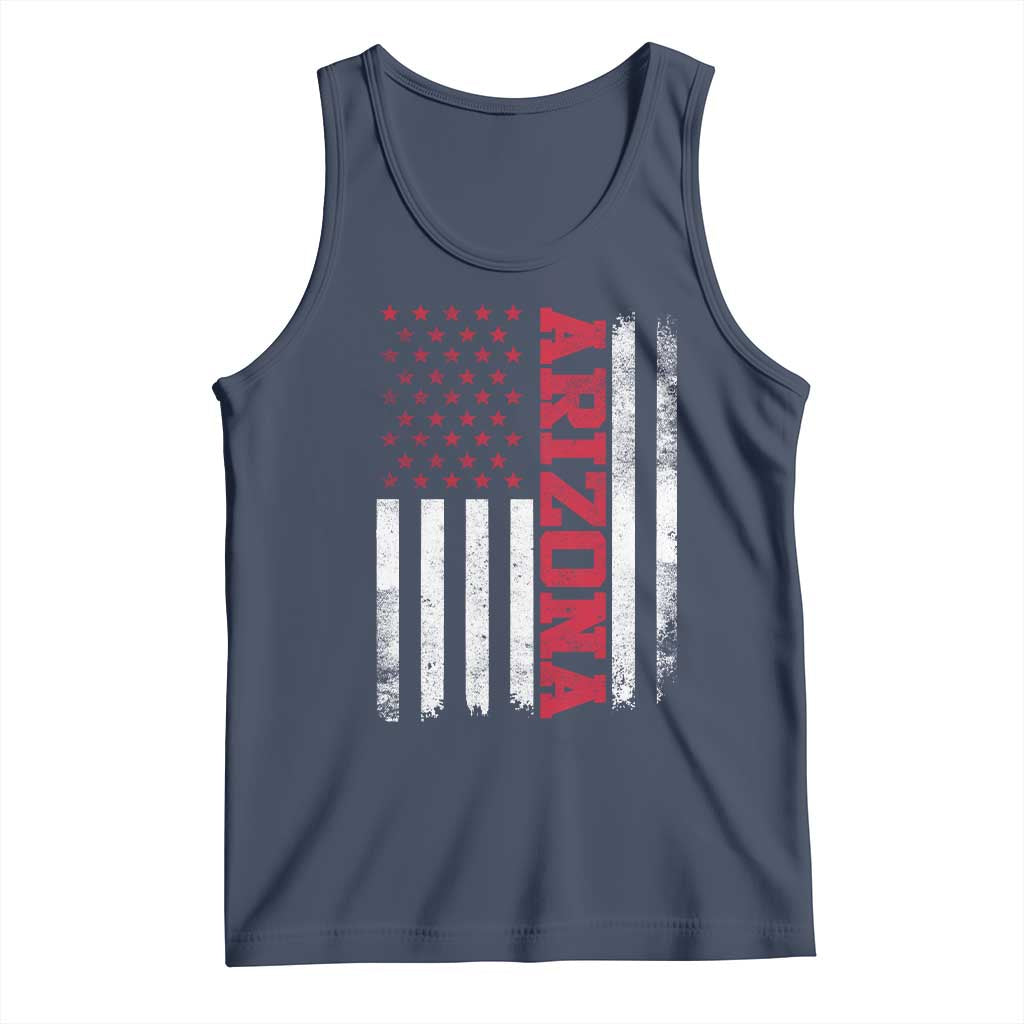 Arizona Pride Tank Top Vintage American Flag Distressed Varsity Aesthetic Letters AZ State