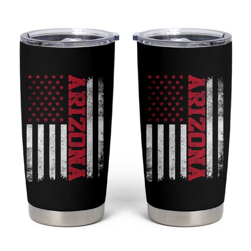 Arizona Pride Tumbler Cup Vintage American Flag Distressed Varsity Aesthetic Letters AZ State