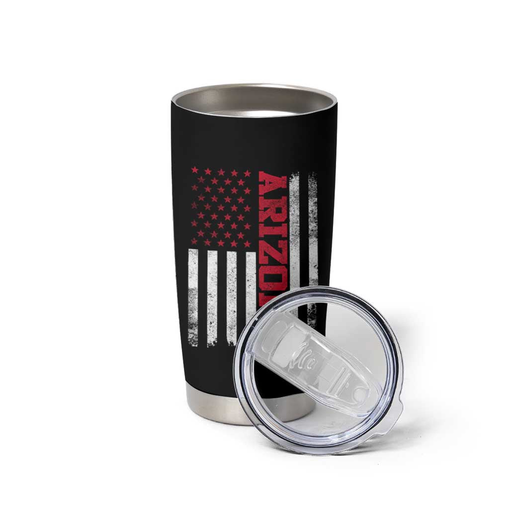 Arizona Pride Tumbler Cup Vintage American Flag Distressed Varsity Aesthetic Letters AZ State