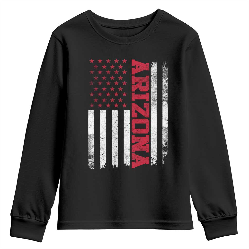 Arizona Pride Youth Sweatshirt Vintage American Flag Distressed Varsity Aesthetic Letters AZ State