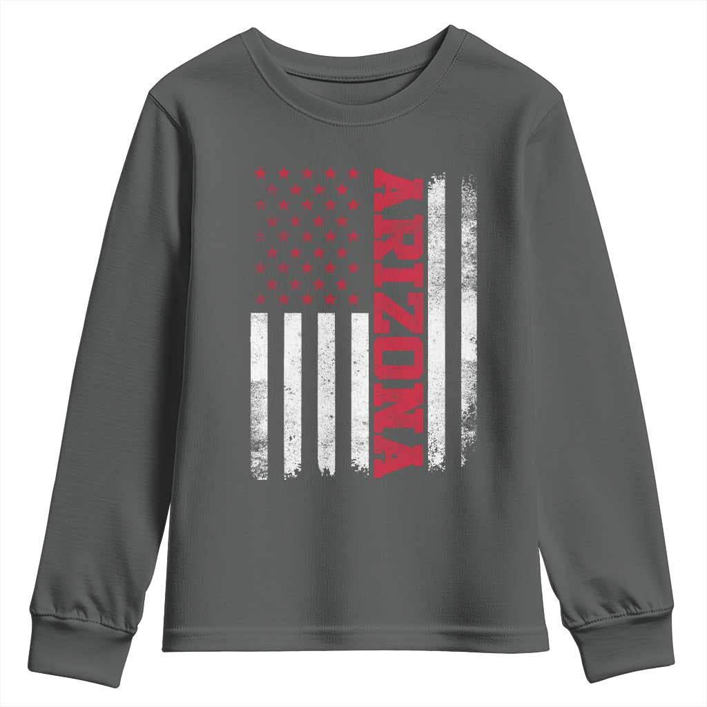 Arizona Pride Youth Sweatshirt Vintage American Flag Distressed Varsity Aesthetic Letters AZ State