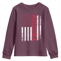 Arizona Pride Youth Sweatshirt Vintage American Flag Distressed Varsity Aesthetic Letters AZ State
