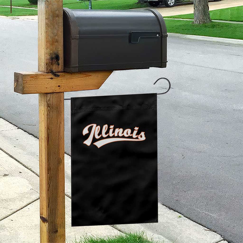 Illinois Vintage Orange Varsity Script Text Classic Sports Jersey Style Garden Flag