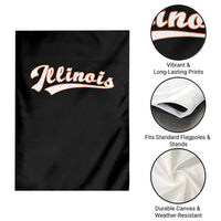 Illinois Vintage Orange Varsity Script Text Classic Sports Jersey Style Garden Flag