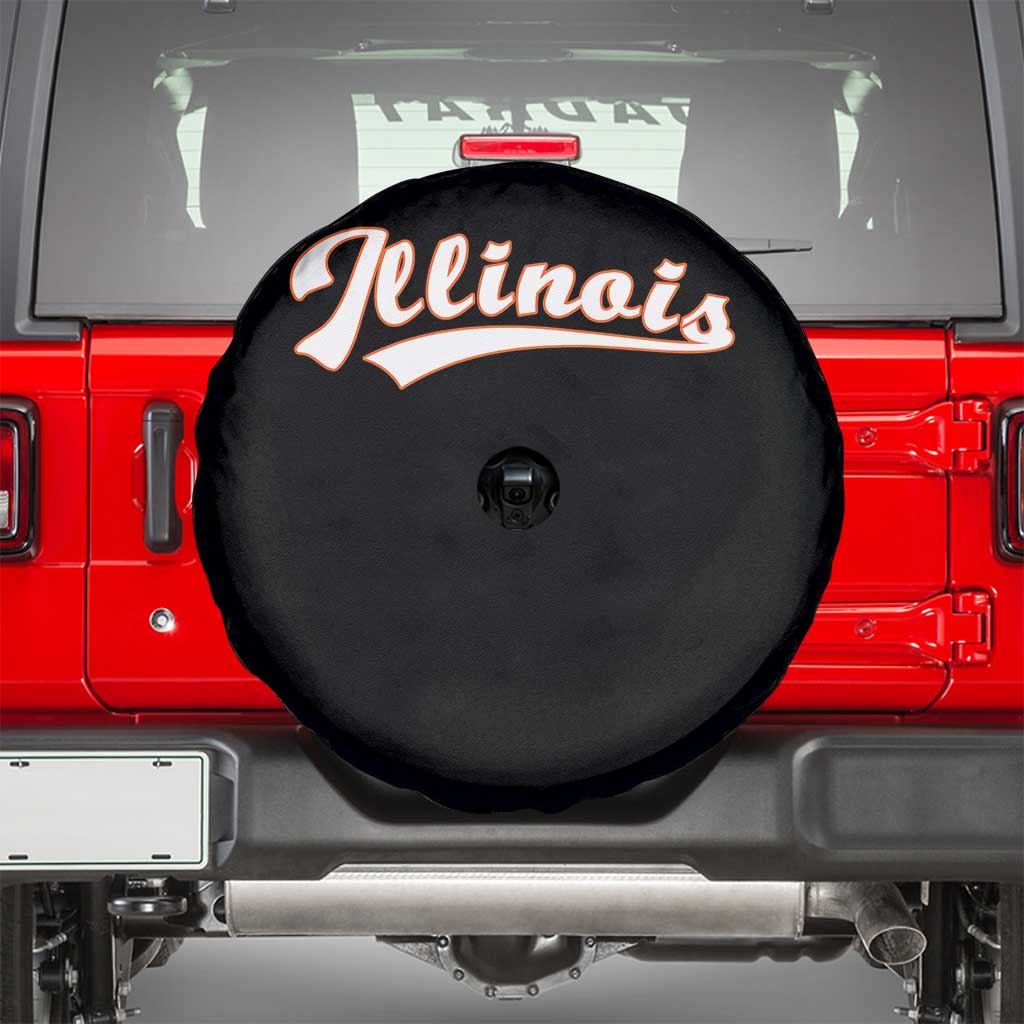 Illinois Vintage Orange Varsity Script Text Classic Sports Jersey Style Spare Tire Cover