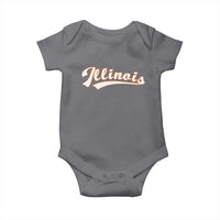 Illinois Vintage Orange Varsity Script Text Classic Sports Jersey Style Baby Onesie
