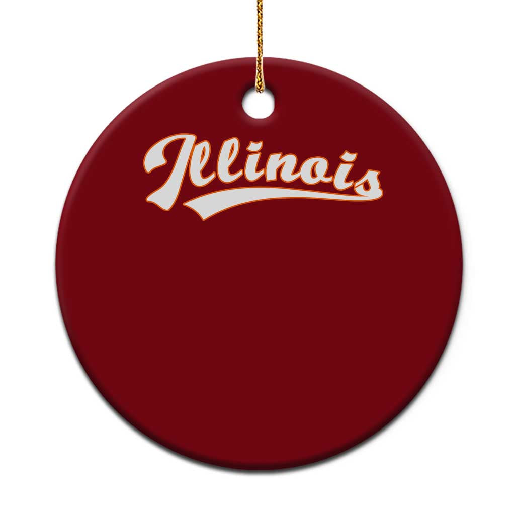 Illinois Vintage Orange Varsity Script Text Classic Sports Jersey Style Ceramic Ornament