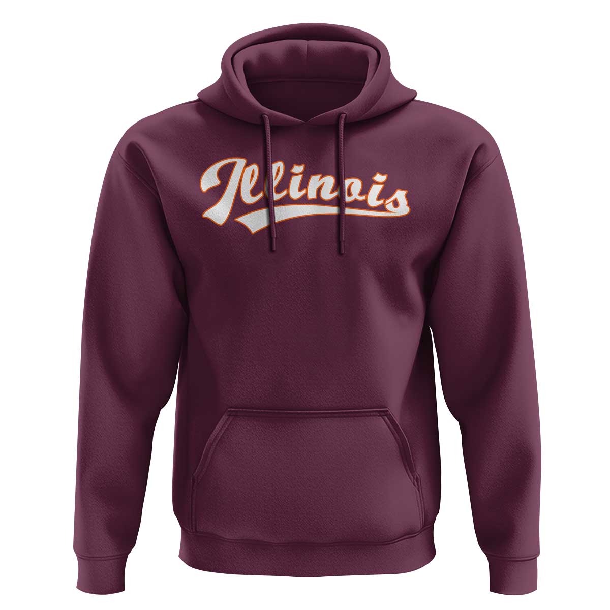 Illinois Vintage Orange Varsity Script Text Classic Sports Jersey Style Hoodie