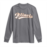 Illinois Vintage Orange Varsity Script Text Classic Sports Jersey Style Long Sleeve Shirt