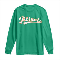 Illinois Vintage Orange Varsity Script Text Classic Sports Jersey Style Long Sleeve Shirt