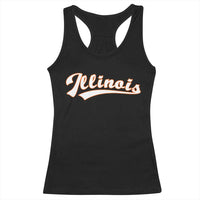 Illinois Vintage Orange Varsity Script Text Classic Sports Jersey Style Racerback Tank Top