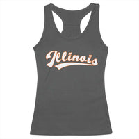 Illinois Vintage Orange Varsity Script Text Classic Sports Jersey Style Racerback Tank Top