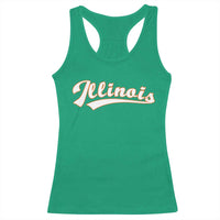 Illinois Vintage Orange Varsity Script Text Classic Sports Jersey Style Racerback Tank Top