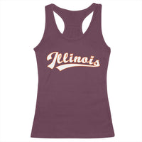 Illinois Vintage Orange Varsity Script Text Classic Sports Jersey Style Racerback Tank Top