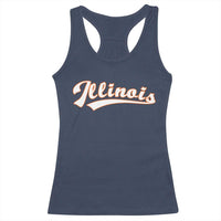 Illinois Vintage Orange Varsity Script Text Classic Sports Jersey Style Racerback Tank Top