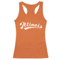 Illinois Vintage Orange Varsity Script Text Classic Sports Jersey Style Racerback Tank Top