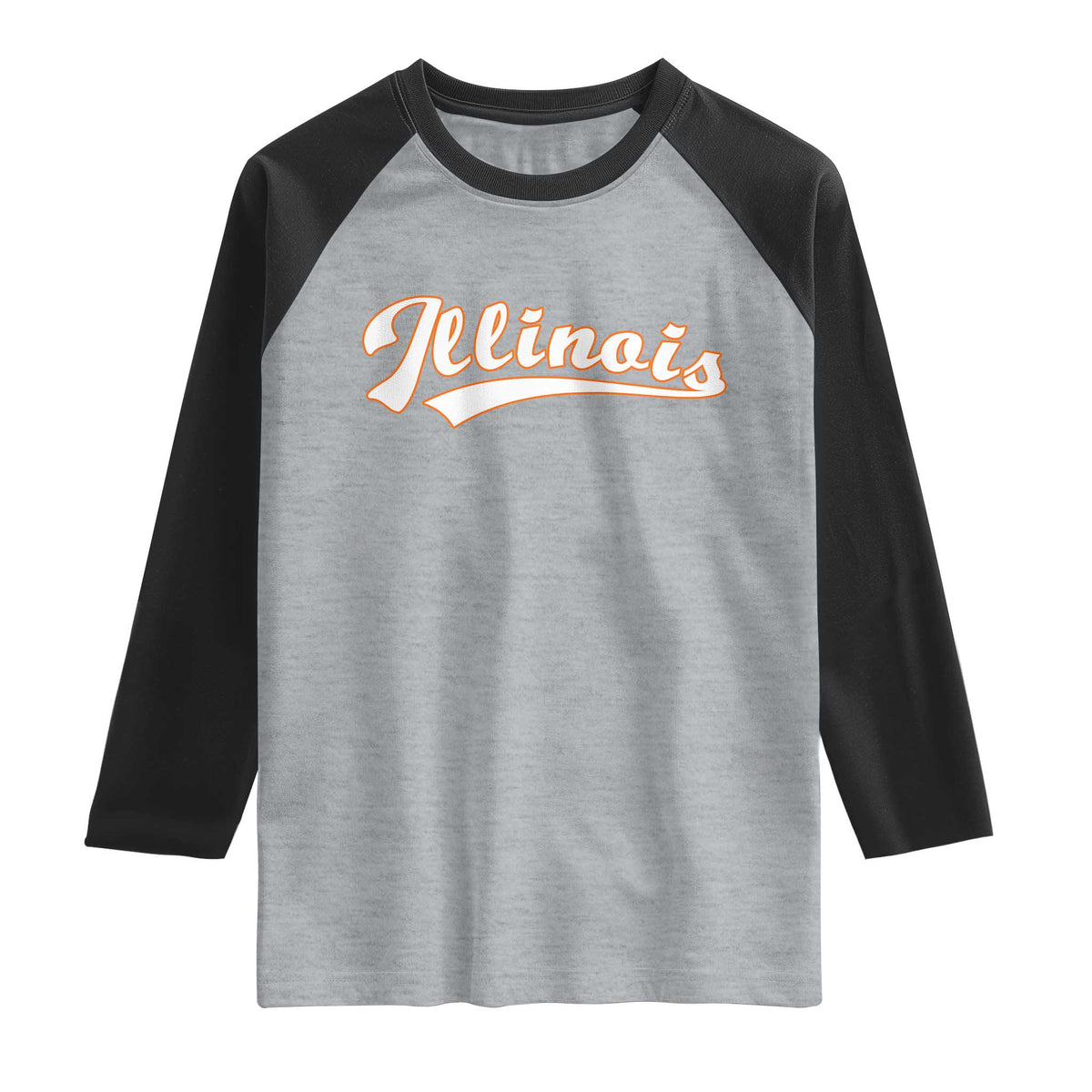 Illinois Vintage Orange Varsity Script Text Classic Sports Jersey Style Raglan Shirt