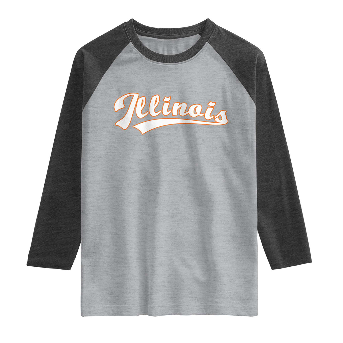 Illinois Vintage Orange Varsity Script Text Classic Sports Jersey Style Raglan Shirt