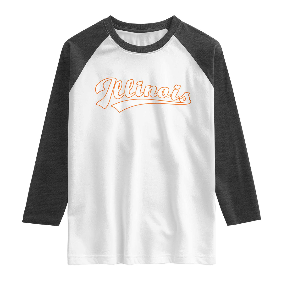 Illinois Vintage Orange Varsity Script Text Classic Sports Jersey Style Raglan Shirt