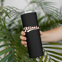 Illinois Vintage Orange Varsity Script Text Classic Sports Jersey Style Skinny Tumbler