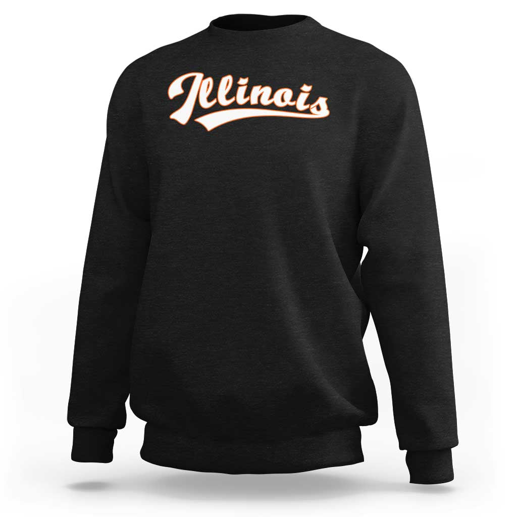 Illinois Vintage Orange Varsity Script Text Classic Sports Jersey Style Sweatshirt
