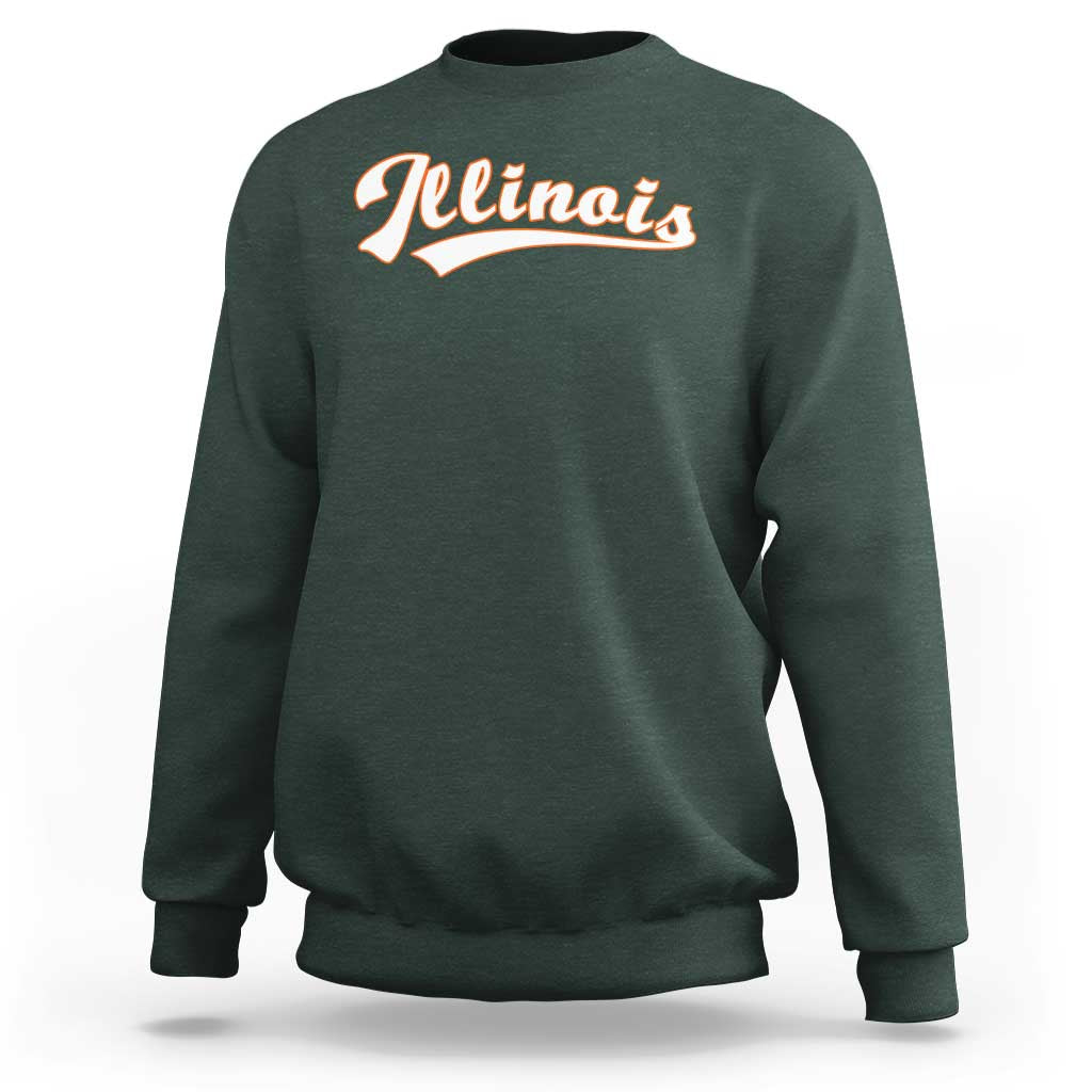 Illinois Vintage Orange Varsity Script Text Classic Sports Jersey Style Sweatshirt