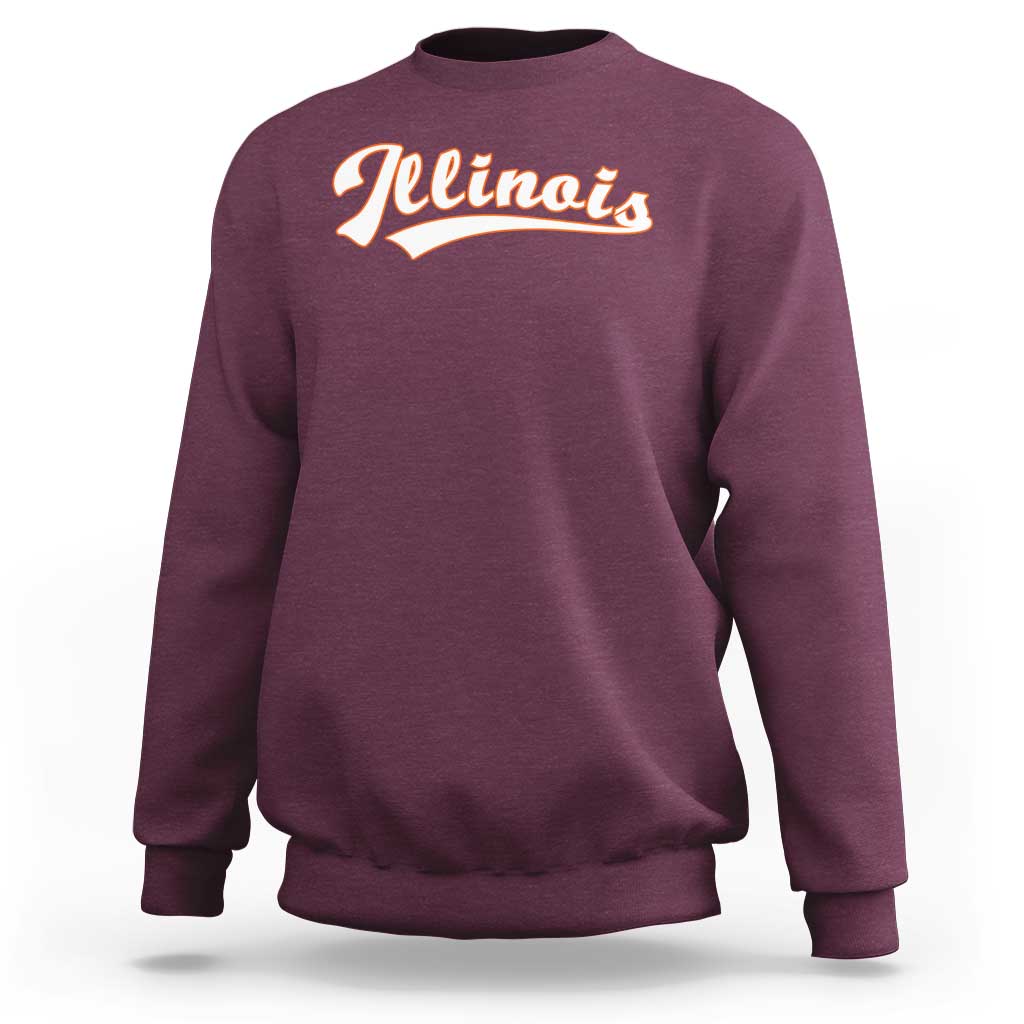 Illinois Vintage Orange Varsity Script Text Classic Sports Jersey Style Sweatshirt