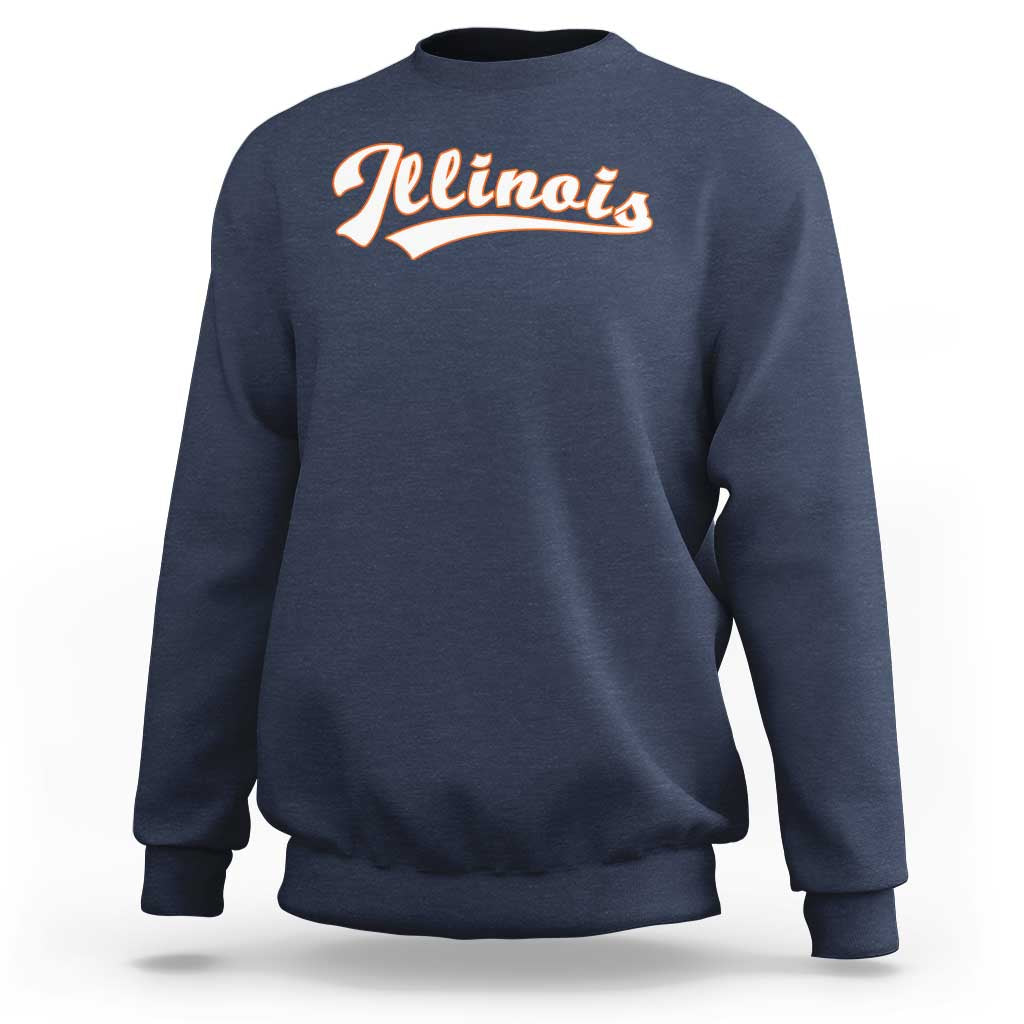 Illinois Vintage Orange Varsity Script Text Classic Sports Jersey Style Sweatshirt