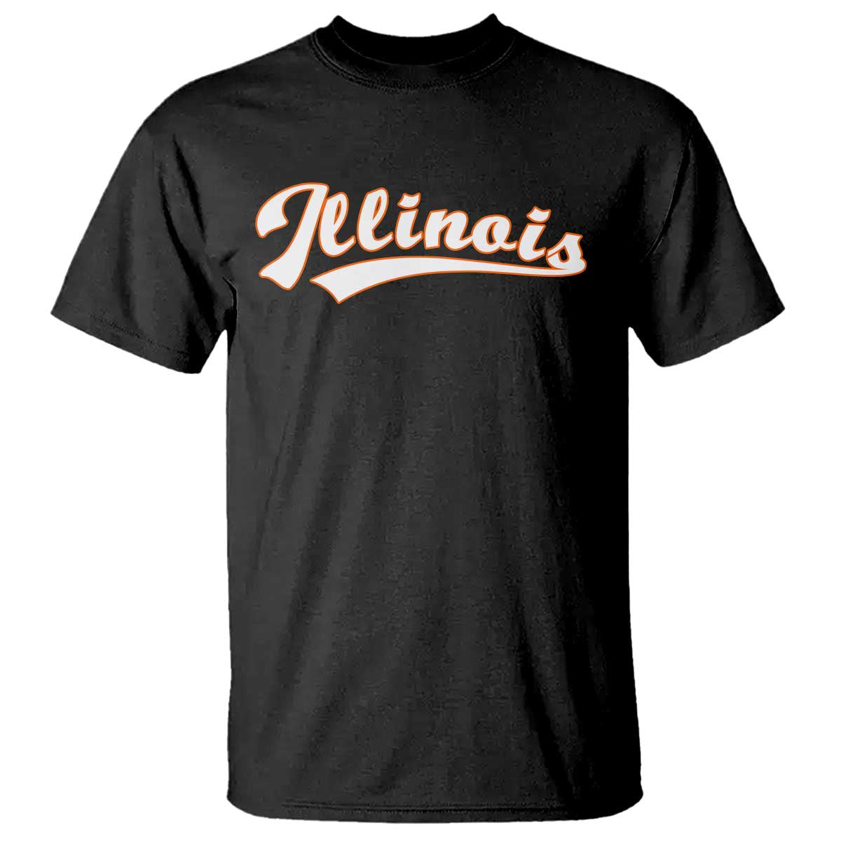 Illinois Vintage Orange Varsity Script Text Classic Sports Jersey Style T Shirt