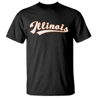 Illinois Vintage Orange Varsity Script Text Classic Sports Jersey Style T Shirt