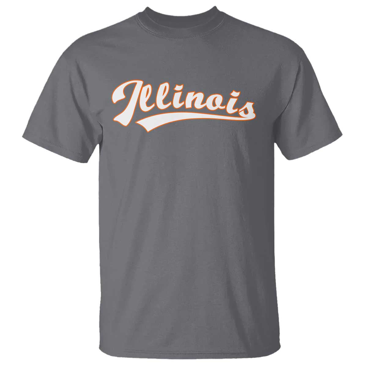 Illinois Vintage Orange Varsity Script Text Classic Sports Jersey Style T Shirt
